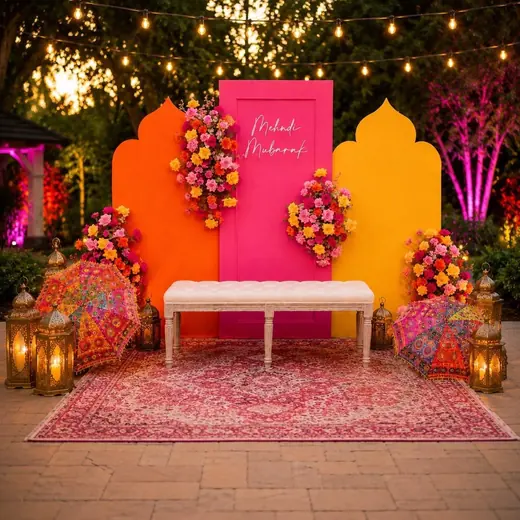 Colourful couple backdrop sofa