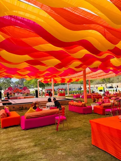 Bright canopy lounge seating
