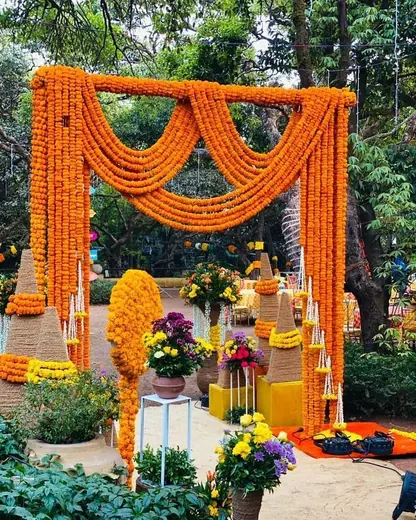 Orange marigold entrance arch