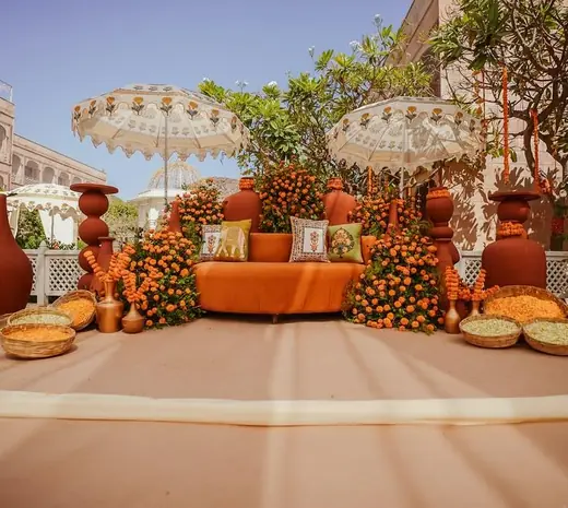 Orange floral focal stage